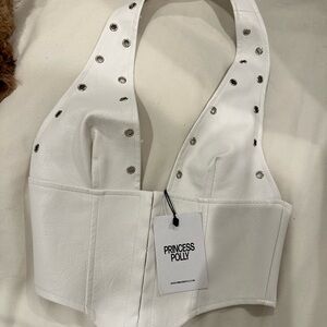 Princess Polly White Leather Halter Top